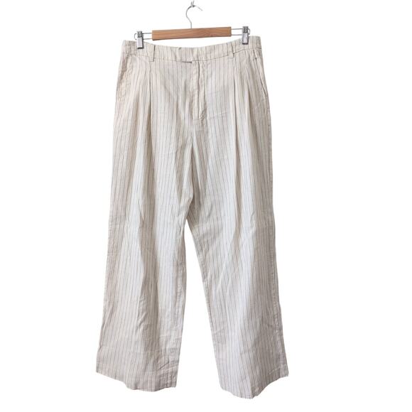 RAILS Marnie Pant Ivory Pinstripe Wide Leg Linen Women's 12 Chic Everyday $228 - Picture 3 of 11